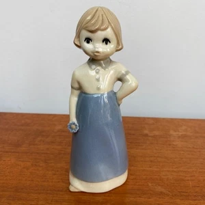 Girl With Flower Spanish Figurine Figure Ceramic Vintage Ornaments Blue Cute  - Picture 1 of 13