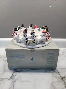 PartyLite Frolicking Frostys 3 Wick Holder Snowmen P-7436 In Original Box - Picture 1 of 6