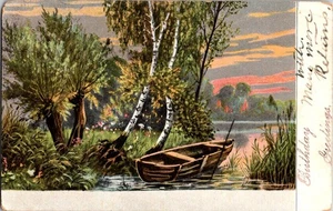 Grüße - schöne malerische alte Grußkarte o/18 AY2652 - Bild 1 von 2