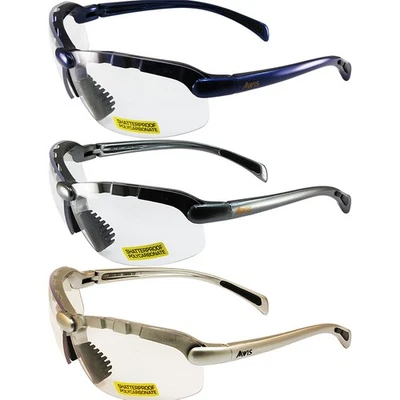 Global Vision C-2 Safety Glasses Blue Frame Gray Frame Silver Frame Clear Lens - Image 1 of 4