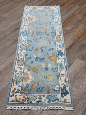 Alfombra turca Bohemia Oushak, alfombra contemporánea turca Oushak hecha a mano, 2x6 pies Foto 1 de 4