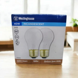 A15 40 Watt Westinghouse Frost Appliance Bulb 2-pack Medium Base E26 - Picture 1 of 1