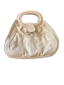 Bolso de mano vintage años 80 World beige con asas ovaladas y bolsillo interior con cremallera - Imagen 1 de 8