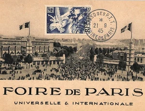 FRANCE EXHIBITION *Foire de Paris* Postcard 1945 VIEW-SIDE Franking EXPO YF343 - Picture 1 of 12
