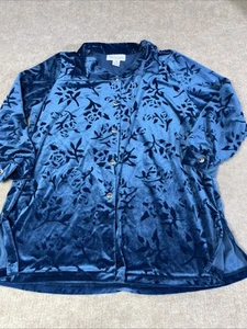 Diane von Furstenberg Top L Farbe Authority Knopf Samt Blumen Barock Boho - Bild 1 von 5