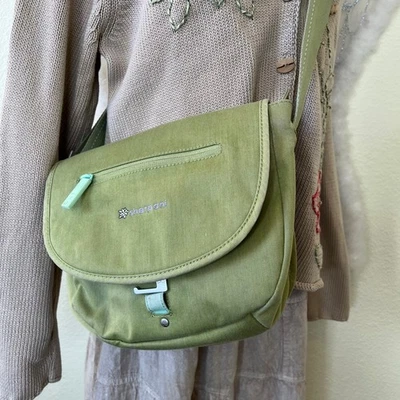 Indie Grunge Messenger Bag Green Canvas Crossbody Adjustable Strap Granola Girl - Image 1 of 4