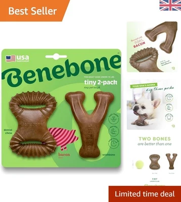 Durable Wishbone Chews for Tiny Dogs - Real Bacon Flavor & Boredom Buster - Image 1 of 4