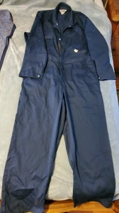 Vintage Roebucks Coveralls Men’s Size 44R Navy Blue Mechanics Jump Suit Full Zip - Picture 1 of 13