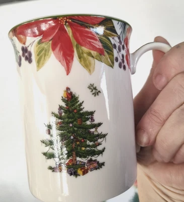 Spode Christmas Tree Coffee Cups 4" Tall- set of 2 - Image 1 of 4