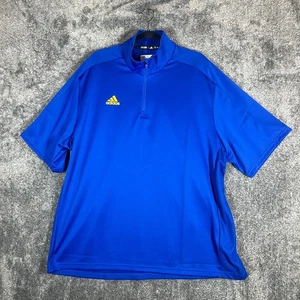 Adidas 1/4 Zip Shirt Mens 2XL Blue Workout Short Sleeve Performance Climalite - Picture 1 of 11