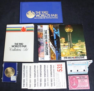 1982 Knoxville TN World's Fair Souvenir Lot - Medals - Tickets - Post Cards - Picture 1 of 5