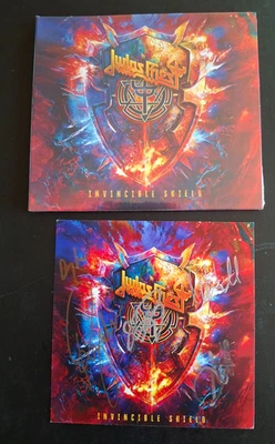 JUDAS PRIEST INVINCIBLE SHIELD CD  + BAND SIGNED /AUTOGRAPH ART CARD - Image 1 of 4