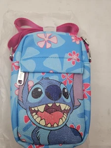 LOUNGEFLY DISNEY LILO & STITCH SMILING FACE WITH FLOWERS CROSSBODY BAG NEW - Picture 1 of 5