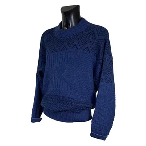 SUÉTER PAUL FORTICA VINTAGE AÑOS 90 GEOMÉTRICO ZIG ZAG AZUL MARINO HECHO EN FRANCIA. TALLA XL - Imagen 1 de 6