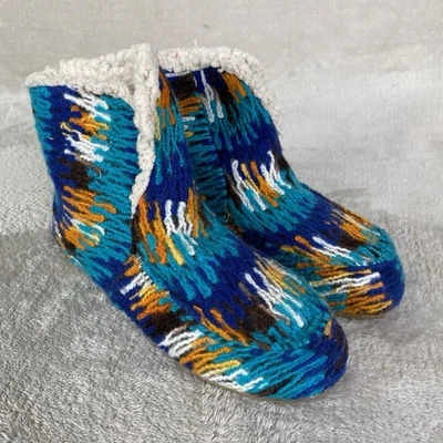 Sanuk Bonita Botah Tobillo Zapatilla Bota Mujer Talla 7 Azul Crochet Piel Forrada NUEVO Foto 1 de 4