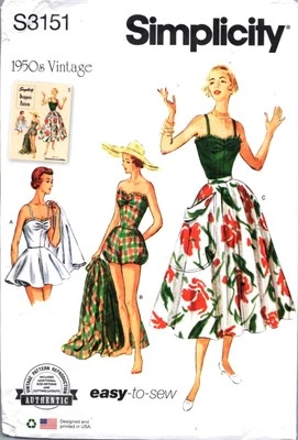 Simplicity 3151 Vintage Retro 1950s Bathing Suit Sewing Pattern Reissue of 8271 - Image 1 of 2