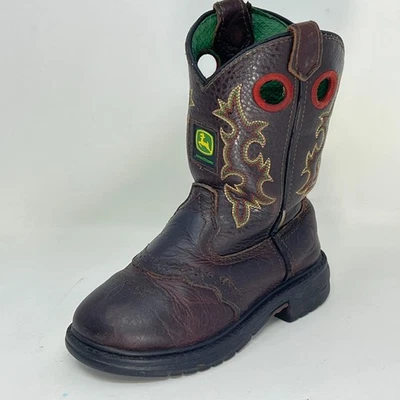 John Deere Western Cowboy Boots Toddler Kids 11-12 Brown Pull On Farmer Rancher - Image 1 of 4