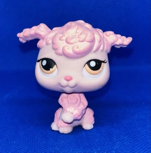 Caniche francés rosa Littlest Pet Shop LPS con ojos de punto marrón #402 - Imagen 1 de 5