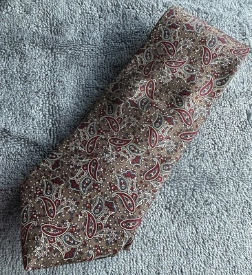 Corbata Hardy Amies para hombre 100 % seda marrón granate cachemira vintage Foto 1 de 4