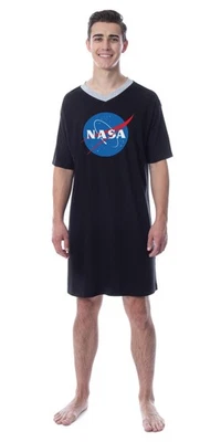 NASA Mens' Meatball Space Fashion Logo Nightgown Sleep Pajama Shirt - Image 1 of 4