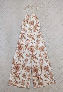 Zimmermann Jumpsuit Womens 1 White Ivory Floral Oleander Ladder Linen Cotton - Picture 1 of 11