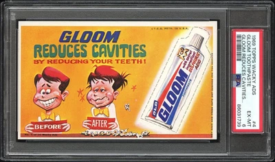 1969 TOPPS WACKY PACKAGES ADS #4 GLOOM TOOTHPASTE PSA 6 EX-MT LARGE SLAB - Image 1 of 3