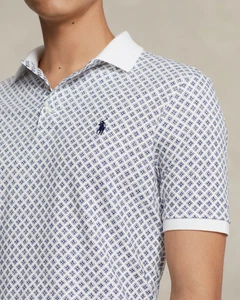 Polo Ralph Lauren Classic Fit Print Soft Cotton Polo Shirt Blue White 2417 - Picture 1 of 6