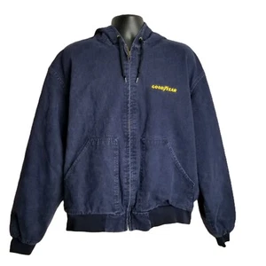 Swingster Goodyear Denim Work Utility Jacket Size XXL Hooded Vintage Workwear - Picture 1 of 10