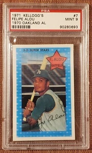 1971 Kellogg's #7 Felipe Alou Oakland Athletics AL Baseball Card PSA 9 Mint - Picture 1 of 2