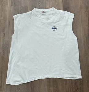 Vintage Nike Basketball Shirt Men XL White 80s 90s Blue Swoosh Sleeveless USA - Picture 1 of 10