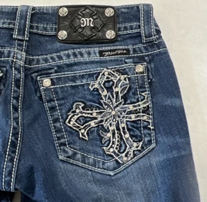 Miss Me Damen Jeansshorts Easy Bermuda verziert Glitzer Taschen blau Gr. 26 - Bild 1 von 16