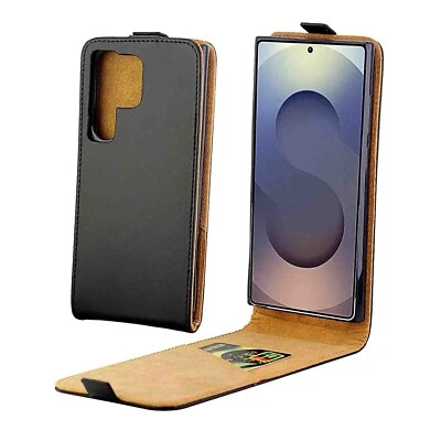 Vertical Up and Down PU Leather Flip Case For Samsung S24 FE S25 S23 Ultra S22 + - Image 1 of 4