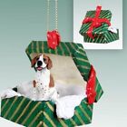 Pointer Brown White Dog Green Gift Box Holiday Christmas ORNAMENT