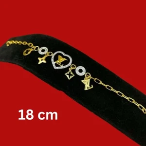 18K 22K 23K 24K THAI BAHT YELLOW GOLD WOMEN Bracelet 18 cm - Picture 1 of 5