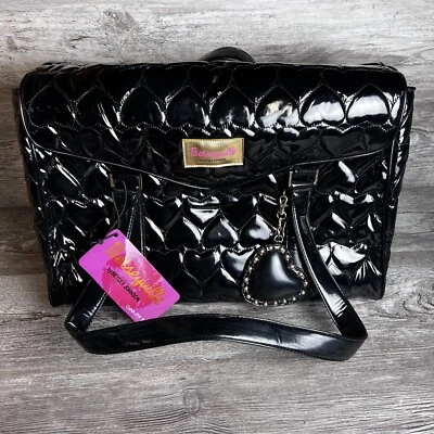 Bolso Cartera BETSY JOHNSON BETSYVILLE Cuero Negro Acolchado para Laptop Foto 1 de 4