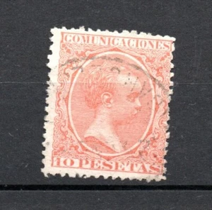 Spain 1889 old 10 Peseta King Alfonso XIII stamp (Michel 201) nice used - Picture 1 of 2