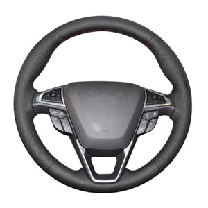 Black Leather Handsew Car Steering Wheel Cover for Ford Mondeo Edge Galaxy S-Max - Picture 1 of 14