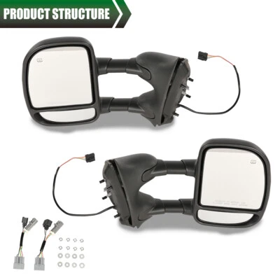 Tow Mirrors Fit For 1999-2007 Ford F250 F350 F450 Super Duty Power Heated LH RH - Image 1 of 4