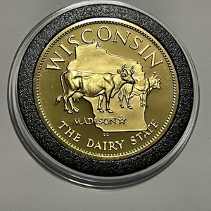 Wisconsin State Proof Münze 24k Gold über Sterlingsilber selten Sammler rund - Bild 1 von 17