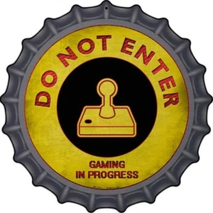 No entres en Atari Gaming In Progress Novedad Metal 12" Tapa de Botella Cartel de Aluminio - Imagen 1 de 1