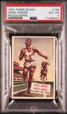 1954 Topps Scoop JESSE OWENS RACES HORSE #128 PSA  4 VG-EX