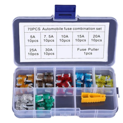 70pcs Automotive 5/7.5/10/15/20/25/30 Amp Micro Car Fuses Assortment Kit For SUV Foto 1 de 4