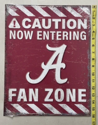 Alabama Crimson Tide Caution Fan Zone Tin Sign Bar or Man Cave Décor 16 X 12.5 - Image 1 of 4