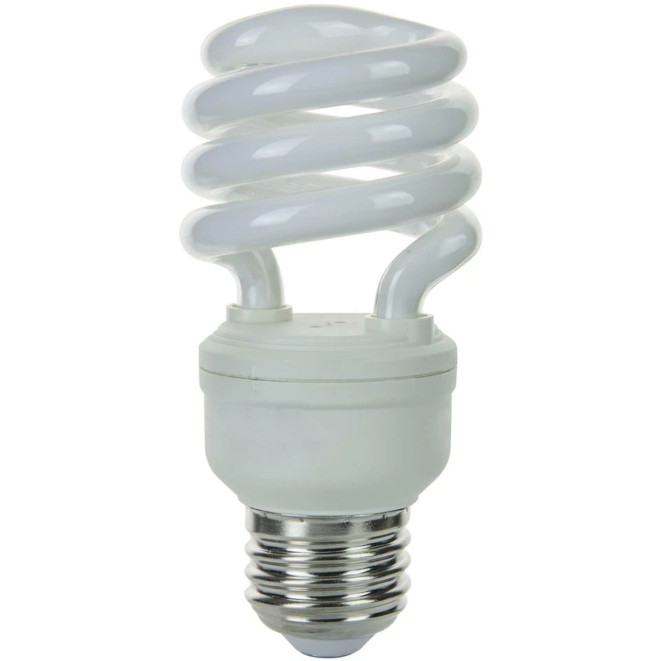 Mini Spiral CFL Light Bulb - Medium Base (E26) - 13W - 4100K - SUNLITE-00707-SU - Image 1 of 1