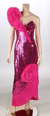 Vestido de fiesta Alyce Designs vintage años 80 rosa lentejuelas volantes concurso graduación talla 10 Foto 1 de 3