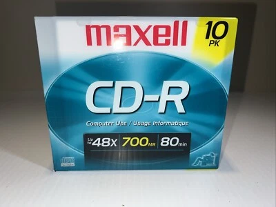 Maxell Cd Recordable Media - Cd-r - 40x - 700 Mb - 10 Pack Slim Jewel Case - - Image 1 of 4