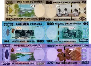 RUANDA - Rwanda Lotto 3 banconote 500/1000/2000 francs FDS - UNC - Picture 1 of 1