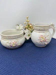Antique 1890's Haynes Ware Toulon Baltimore Pottery Floral Pitcher Bowl w/ lion - Picture 1 of 12