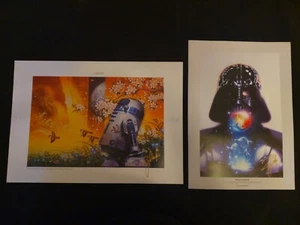STAR WARS Autograph Art Print Lot Tsuneo Sanda Darth Vader Yoda R2D2 Lucasfilm - Picture 1 of 6