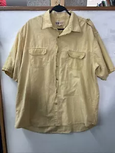 Faded Glory Vintage Utility Outdoor Pocket Denim Button Shirt Yellow/Corn XL - Picture 1 of 10